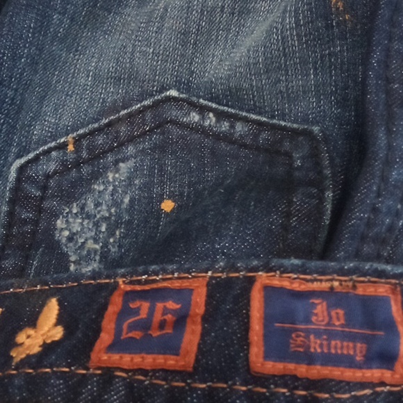 Rock Revival NWT Women's 26 Dark Blue Spatter Skinny Jeans Jo - Picture 7 of 12